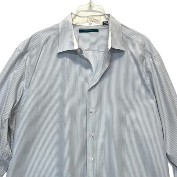 Perry Ellis Striped Button Down Shirt baby blue pinstripes cotton Men’s Size XXL - Picture 3 of 7